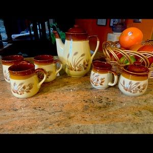 Vintage 60’s 70’s 8 piece country wheat coffee set